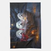 Katoen De Tulear Sneeuwslee Kerstdecoratie Theedoek (Verticaal)