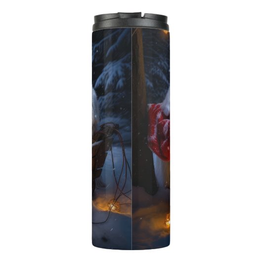 Katoen De Tulear Sneeuwslee Kerstdecoratie Thermosbeker (Achterkant)