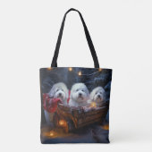 Katoen De Tulear Sneeuwslee Kerstdecoratie Tote Bag (Achterkant)