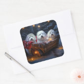 Katoen De Tulear Sneeuwslee Kerstdecoratie Vierkante Sticker (Envelop)