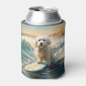 Katoen De Tulear Strand Surfen Schilderij Blikjeskoeler (Blikje Voorkant)