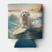 Katoen De Tulear Strand Surfen Schilderij Blikjeskoeler (Voorkant)