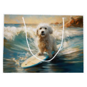 Katoen De Tulear Strand Surfen Schilderij Groot Cadeauzakje (Achterkant)