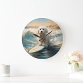 Katoen De Tulear Strand Surfen Schilderij Grote Klok (Huis)