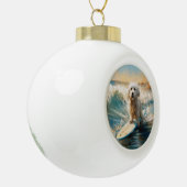 Katoen De Tulear Strand Surfen Schilderij Keramische Bal Ornament (Links)