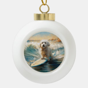 Katoen De Tulear Strand Surfen Schilderij Keramische Bal Ornament