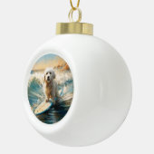 Katoen De Tulear Strand Surfen Schilderij Keramische Bal Ornament (Rechts)