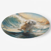 Katoen De Tulear Strand Surfen Schilderij Papieren Bordje (Gekanteld)