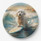 Katoen De Tulear Strand Surfen Schilderij Papieren Bordje (Voorkant)