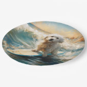 Katoen De Tulear Strand Surfen Schilderij Papieren Bordje (Gekanteld)