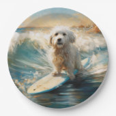 Katoen De Tulear Strand Surfen Schilderij Papieren Bordje (Voorkant)