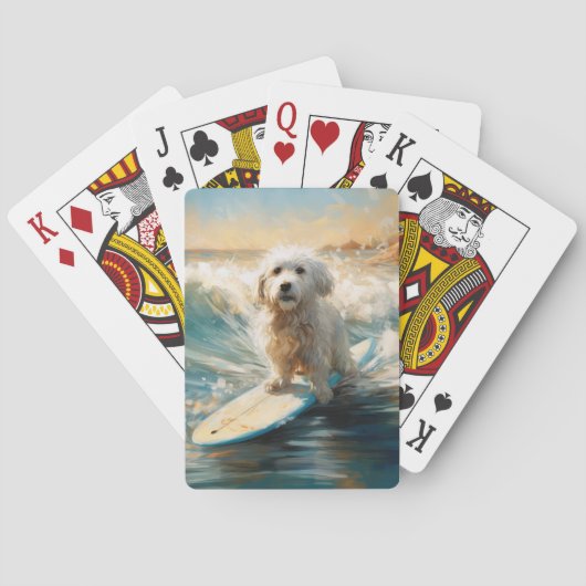 Katoen De Tulear Strand Surfen Schilderij Pokerkaarten (Achterkant)