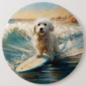 Katoen De Tulear Strand Surfen Schilderij Ronde Button 6,0 Cm (Voorkant)