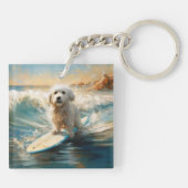 Katoen De Tulear Strand Surfen Schilderij Sleutelhanger (Achterkant)