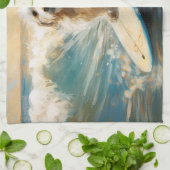 Katoen De Tulear Strand Surfen Schilderij Theedoek (Gevouwen)