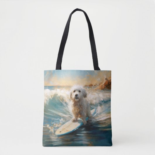 Katoen De Tulear Strand Surfen Schilderij Tote Bag (Voorkant)