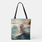 Katoen De Tulear Strand Surfen Schilderij Tote Bag (Achterkant)