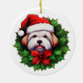 Katoen-de-tulear vakantiekrans keramisch ornament (Achterkant)