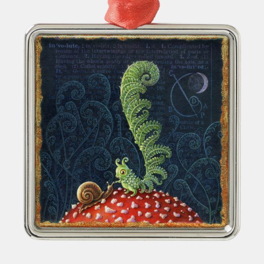 Katoen decor, Involute. Cute paddestoel Metalen Ornament (Voorkant)