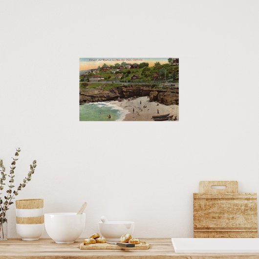Katoen en strand in La Jolla Poster (Keuken)