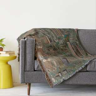 Katoen en troepenkrankjes voor groen en cooper deken