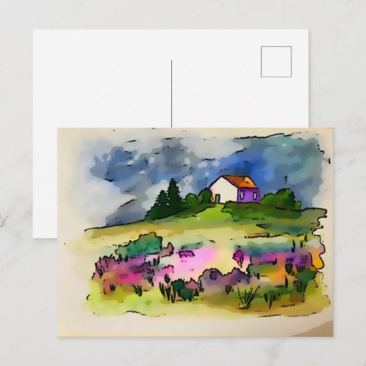 Katoen en wilde bloemen Engels land Briefkaart (Voorkant / Achterkant)