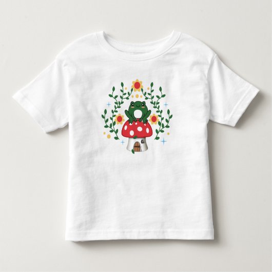 Katoen esthetisch Kawaii Kikker op paddenstoelkato Kinder Shirts (Voorkant)