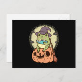 Katoen esthetisch kikker met heks Pet Briefkaart (Voorkant / Achterkant)