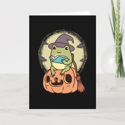 Katoen esthetisch kikker met heks Pet Kaart (Voorkant)