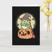 Katoen esthetisch kikker met heks Pet Kaart (Gele Bloem)