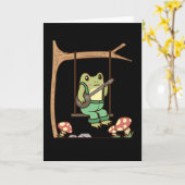 Katoen esthetische kikker met Banjo en Swing Kaart (Gele Bloem)