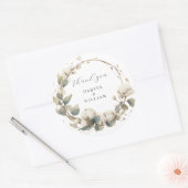 Katoen & Eucalyptus Dank u bruiloft Ronde Sticker (Envelop)