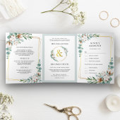 Katoen Eucalyptus Goud Lijst Alles in een bruiloft Drieluik Uitnodiging