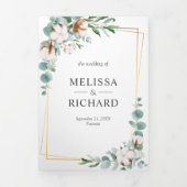 Katoen Eucalyptus Goud Lijst Alles in een bruiloft Drieluik Uitnodiging (Cover)