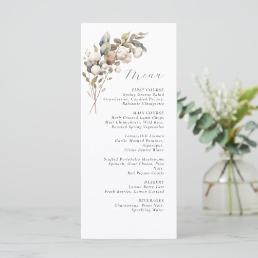 Katoen & Eucalyptus huwelijksmenu Menu (Staand voorkant)