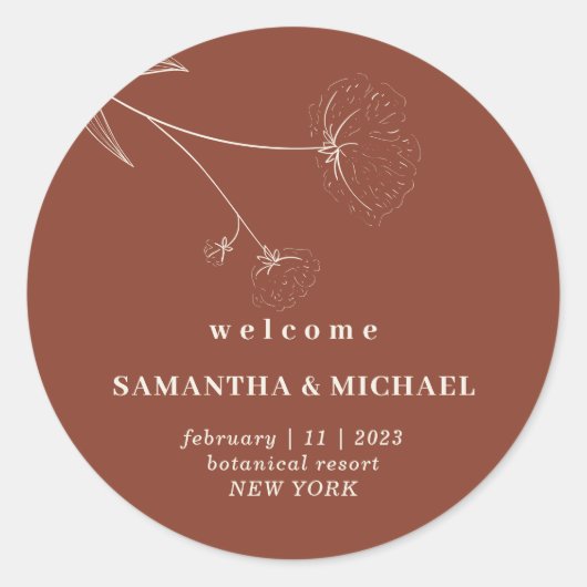 Katoen Floral Terracotta Indie Welkomstdag Woensda Ronde Sticker (Voorkant)