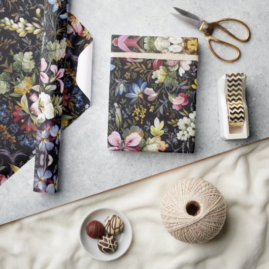 Katoen  Floral Witte botanische bloem Cadeaupapier (Crafts)