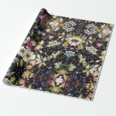 Katoen  Floral Witte botanische bloem Cadeaupapier (Uitgerold)