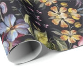 Katoen  Floral Witte botanische bloem Cadeaupapier (Rol Hoek)