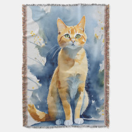 Katoen gooi deken met mooie gember kat print