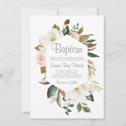 Katoen groen doop uitnodiging (Voorkant)