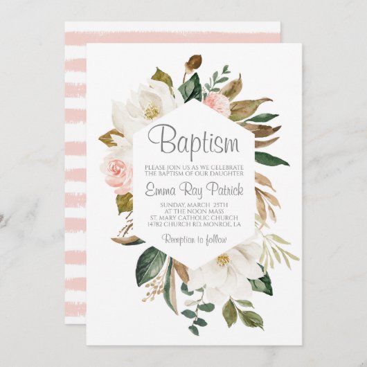 Katoen groen doop uitnodiging (Voorkant / Achterkant)