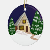 Katoen in sneeuw en bomen keramisch ornament (Links)
