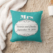 Katoen is het 2e Jubileum Blauwgroen Damask. Kussen (Deken)