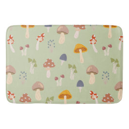 Katoen, kleurrijk paddenstoelenpatroon badmat