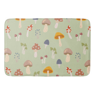Katoen, kleurrijk paddenstoelenpatroon badmat