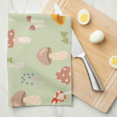 Katoen, kleurrijk paddenstoelenpatroon theedoek (Quarter Fold)