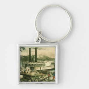 Katoen laden op de Mississippi, 1870 Sleutelhanger