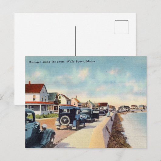 Katoen langs de kust, het Beach van de Wells, Main Briefkaart (Voorkant / Achterkant)