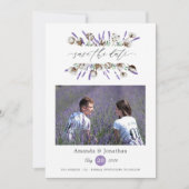 Katoen Lavendel Foto Bruiloft Save The Date (Voorkant)